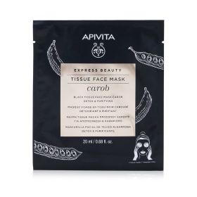 APIVITA - Express Beauty Black Tissue Face Mask with Carob (Detox & Purifying) - Exp. Date: 05/2022 6x20ml/0.68oz