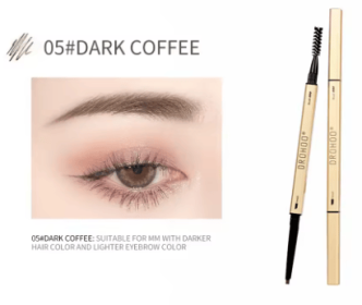 Small Gold Bars Double-end Ultra-fine Eyebrow Pencil Triangle Eyebrow Pen Refill Brow Brush Draw Stereoscopic Long-Lasting Brows (Color: #05 Dark Coffee)