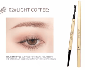 Small Gold Bars Double-end Ultra-fine Eyebrow Pencil Triangle Eyebrow Pen Refill Brow Brush Draw Stereoscopic Long-Lasting Brows (Color: #02 Light Coffee)