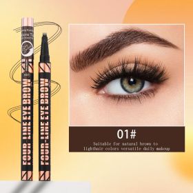 3 Colors Quad Wild Eyebrow Eyebrow Pencil Waterproof Non-Halogenating Extremely Fine Liquid Water Eyebrow Pencil (size: QICIY-QZY2101-01)